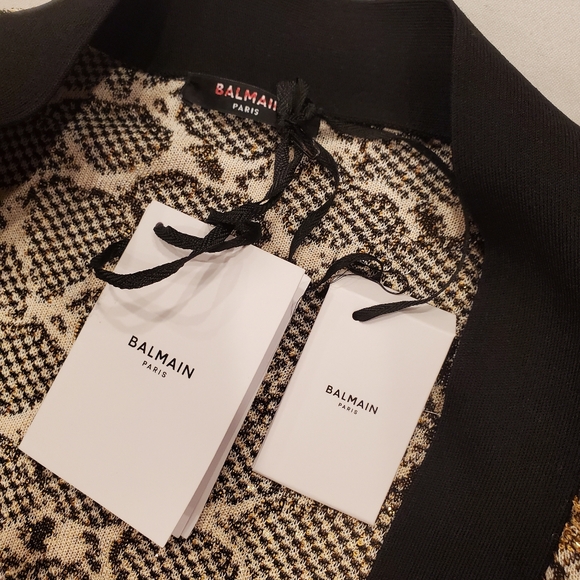 NWT$2,890 Balmain Sequined Python Print  Cardigan Top Sweater Sz FR42 (US Large) - Picture 9 of 15